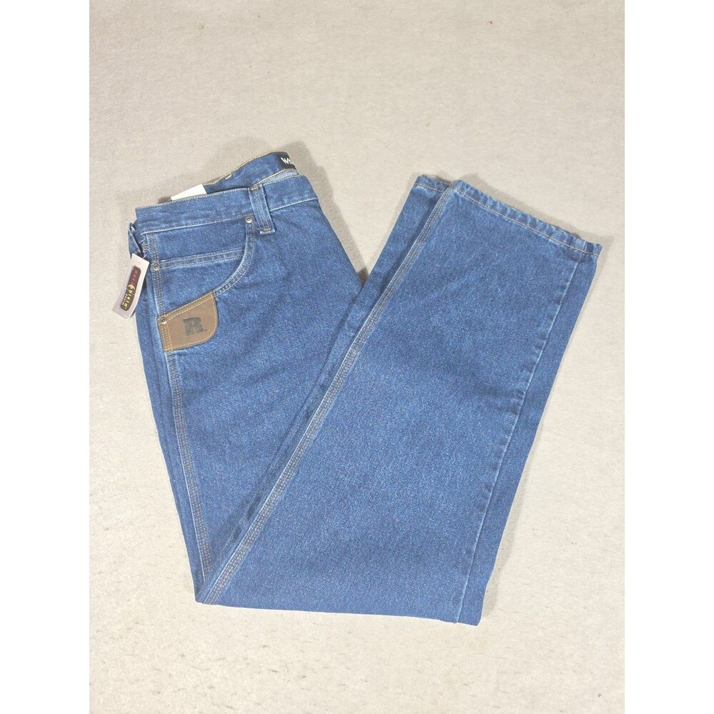 Wrangler Riggs Jeans Mens 38x32 Blue Denim Workwear Medium Wash Thick NEW W Tags